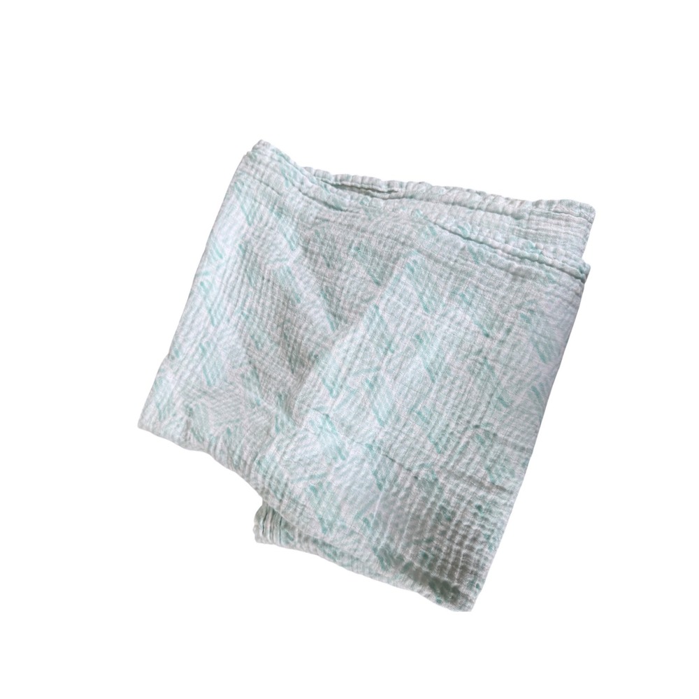 Aden + Anais teal and‎ white muslin swaddle blanket infant wrap